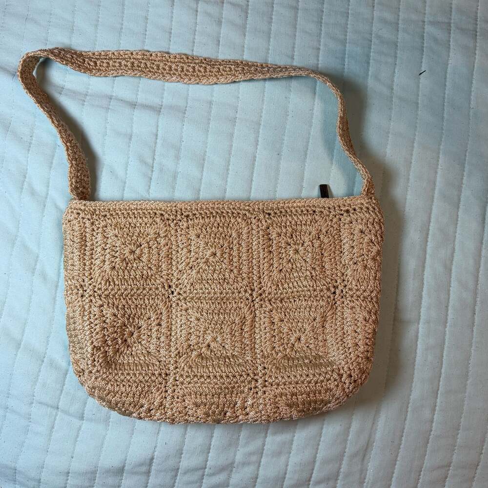 The Sak Crochet Handbag Shoulder Bag Beige Tan